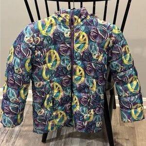 Total Girl Multicolor Peace Sign Puffer Jacket